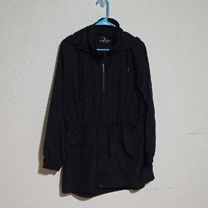 Primark Black Rain Coat Lightweight Cinched Waist Women's Size Medium